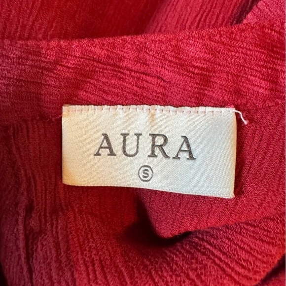 Womens Burgundy Babydoll Ruffle Dress Size Small Bohemian Cottagecore Coquette - Picture 4 of 6